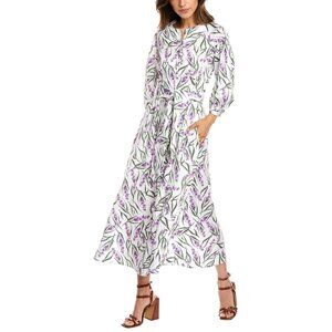 Olivia Rubin Annie White Purple Lavender Floral Print Midi Dress NWT Size 8 | 40